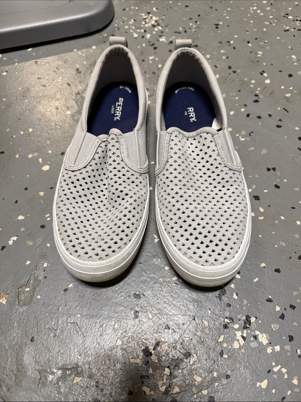 Sperry Men's Light Gray Perforated Slip-On Loafers